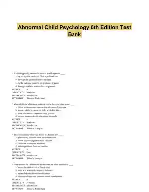 Abnormal Child Psychology 6th Edition Test Bank
