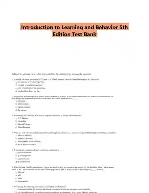 Introduction to Learning and Behavior 5th Edition Test Bank