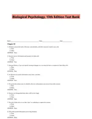 Biological Psychology, 13th Edition Test Bank
