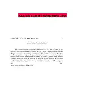 ACC 230 Lucent Technologies Case