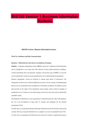 BIS/320 Version 1 Business Information Systems