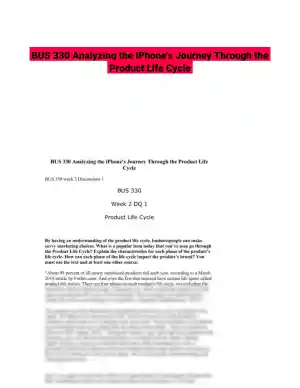 BUS 330 Analyzing the iPhone's Journey Through the Product Life Cycle