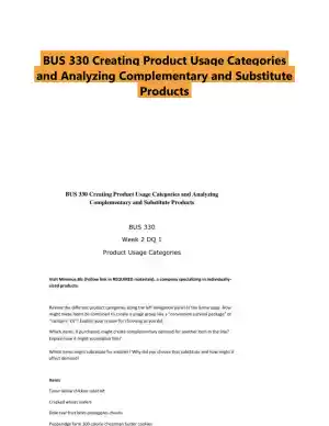 BUS 330 Creating Product Usage Categories and Analyzing Complementary and Substitute Products