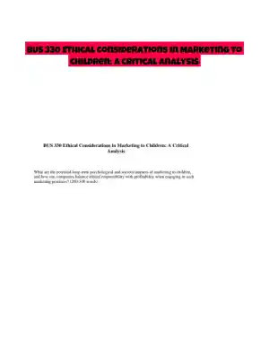 BUS 330 Ethical Considerations in Marketing to Children: A Critical Analysis