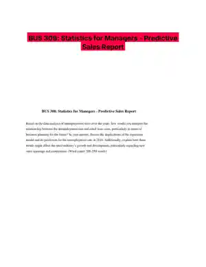 BUS 308: Statistics for Managers - Predictive Sales Report