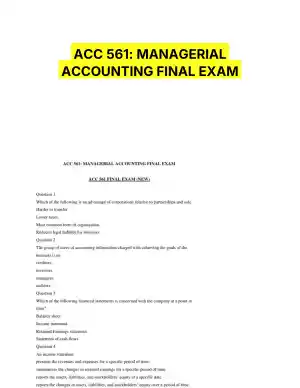 ACC 561: MANAGERIAL ACCOUNTING FINAL EXAM