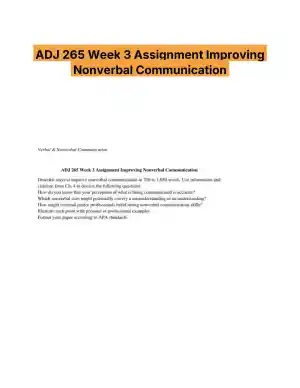ADJ 265 Week 3 Assignment Improving Nonverbal Communication