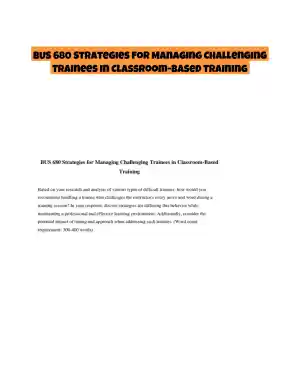 BUS 680 Strategies for Managing Challenging Trainees in Classroom-Based Training
