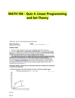 MATH 106 - Quiz 4: Linear Programming and Set Theory