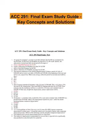 ACC 291: Final Exam Study Guide - Key Concepts and Solutions