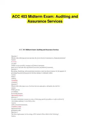 ACC 403 Midterm Exam: Auditing and Assurance Services