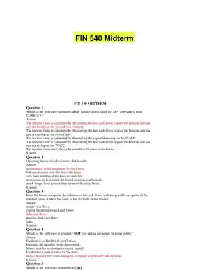 FIN 540 Midterm