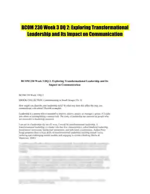 BCOM 230 Week 3 DQ 2: Exploring Transformational Leadership and Its Impact on Communication