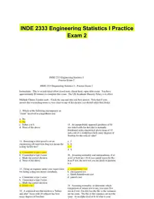 INDE 2333 Engineering Statistics I Practice Exam 2
