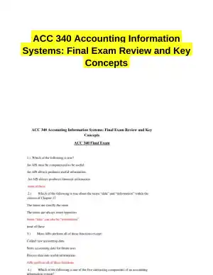 ACC 340 Accounting Information Systems: Final Exam Review and Key Concepts