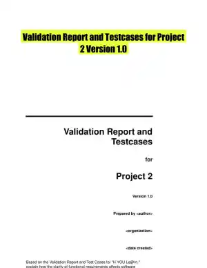 Validation Report and Testcases for Project 2 Version 1.0