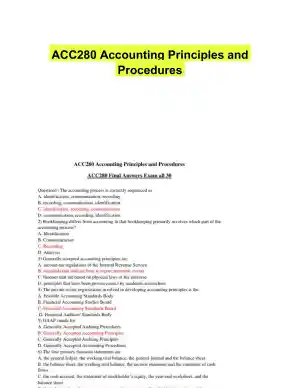 ACC280 Accounting Principles and Procedures