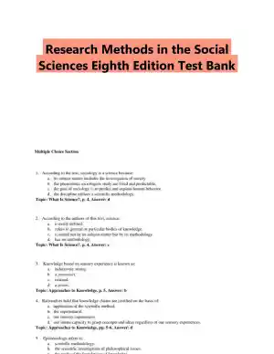 Research Methods in the Social Sciences Eighth Edition Test Bank