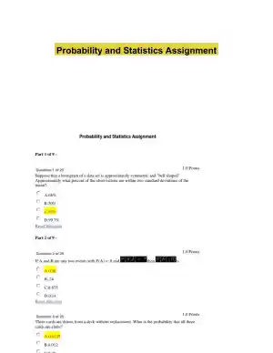 Probability and Statistics Assignment