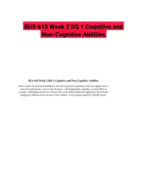 BUS 610 Week 2 DQ 1 Cognitive and Non-Cognitive Abilities