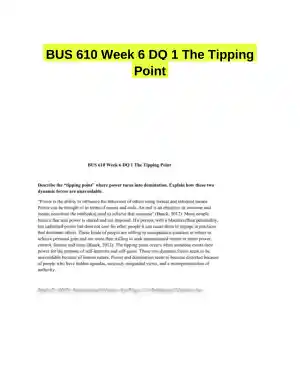 BUS 610 Week 6 DQ 1 The Tipping Point