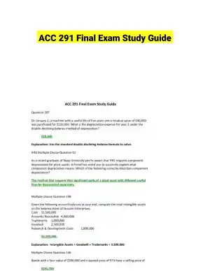 ACC 291 Final Exam Study Guide