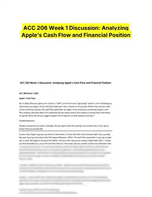 ACC 206 Week 1 Discussion: Analyzing Apple�s Cash Flow and Financial Position