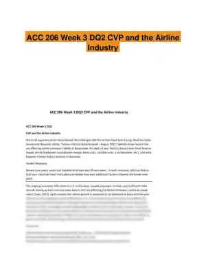 ACC 206 Week 3 DQ2 CVP and the Airline Industry