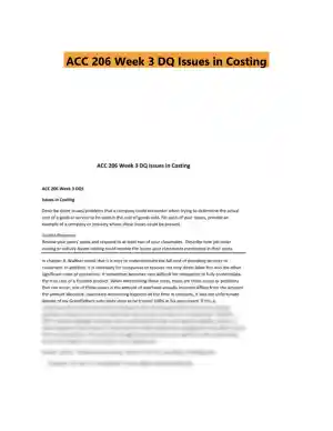 ACC 206 Week 3 DQ Issues in Costing