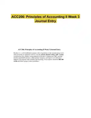ACC206: Principles of Accounting II Week 3 Journal Entry