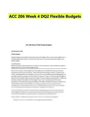 ACC 206 Week 4 DQ2 Flexible Budgets