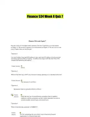 Finance 534 Week 8 Quiz 7