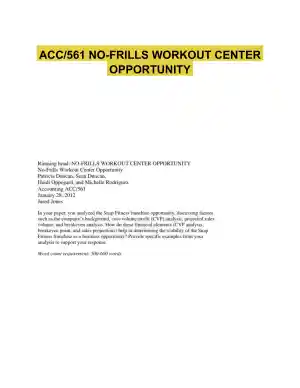 ACC/561 NO-FRILLS WORKOUT CENTER OPPORTUNITY