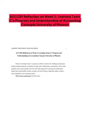 ACC/291 Reflection on Week 2: Learning Team C's Progress and Understanding of Accounting Concepts University of Phoenix