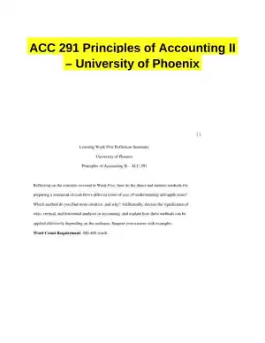 ACC 291 Principles of Accounting II � University of Phoenix
