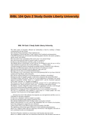 BIBL 104 Quiz 2 Study Guide Liberty University