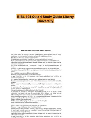 BIBL 104 Quiz 4 Study Guide Liberty University