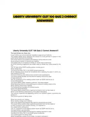 Liberty University CLST 100 Quiz 2 Correct Answers!!!