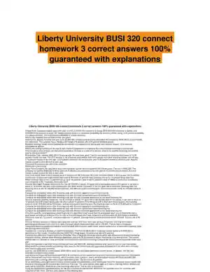 Liberty University BUSI 320 connect homework 3 correct answers 100% guaranteed with explanations