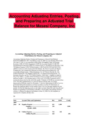 Accounting Adjusting Entries, Posting, and Preparing an Adjusted Trial Balance for Masasi Company, Inc