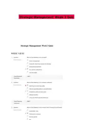 Strategic Management: Week 3 Quiz