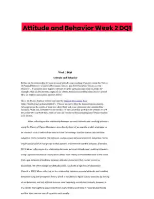 Attitude and Behavior Week 2 DQ1