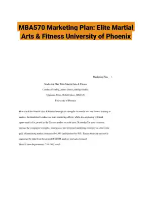 MBA570 Marketing Plan: Elite Martial Arts & Fitness University of Phoenix