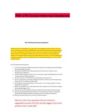 PSY 270 Clinical Interview Questions