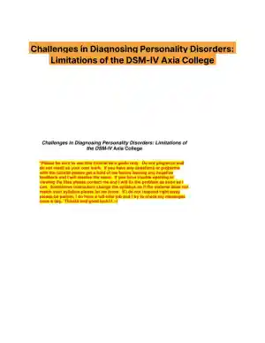 Challenges in Diagnosing Personality Disorders: Limitations of the DSM-IV Axia College
