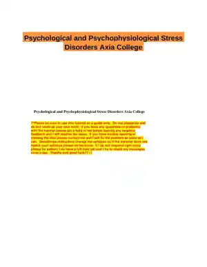 Psychological and Psychophysiological Stress Disorders Axia College