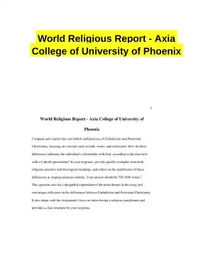 World Religious Report - Axia College of University of Phoenix