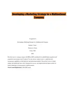 Developing a Marketing Strategy for a Multinational Company