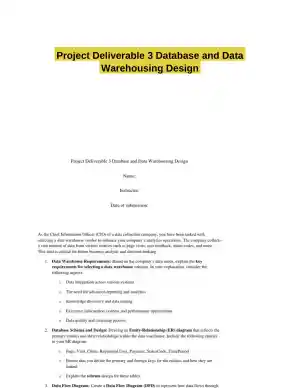 Project Deliverable 3 Database and Data Warehousing Design