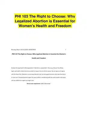PHI 103 The Right to Choose: Why Legalized Abortion is Essential for Women's Health and Freedom